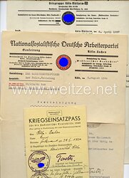 HJ / NSDAP Gauleitung Köln-Aachen - Kriegseinsatzpass für die studentische Erntehilfe 1940