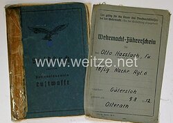Luftwaffe Soldbuch und Führerschein für einen späteren Unteroffizier zuletzt bei 8./II.Fallschirmjäger Rgt. "Müller" 