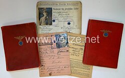 NSDAP - Mitgliedsbücher Nr. 247969 für den Partei - Angehörigen und Zellenleiter Otto Breitwieser mit Eintragung zur NSDAP Dienstauszeichnung in Bronze 