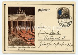 III. Reich - Propaganda-Postkarte - " Deutschland, Deutschland über alles! 30.1.1933 "