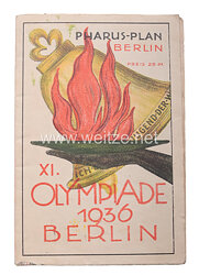 XI. Olympischen Spiele 1936 Berlin - Pharus-Stadtplan von Berlin zur Olympiade,