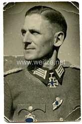 Wehrmacht Foto des Ritterkreuzträgers Oberstleutnant Franz Pöschl, Gebirgsjäger-Regiment 100,  zuletzt Oberstleutnant 6. Gebirgs-Division