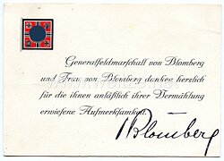 Heer - Originalunterschrift von Generalfeldmarschall Werner von Blomberg