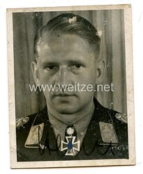 Luftwaffe - Originalunterschrift des Ritterkreuzträgers mit Eichenlaub Major Karl Henze, Stuka 77