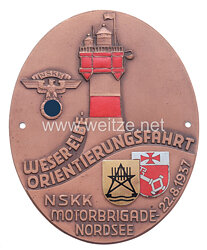 NSKK - nichttragbare Teilnehmerplakette - " Weser-Elbe Orientierungsfahrt NSKK Motorbrigade Nordsee 22.8.1937 "