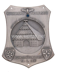 NSKK - nichttragbare Teilnehmerplakette - " Motorbrigade Nordsee - Geländeprüfungsfahrt 13.6.1937 durch Osnabrücks Berge "