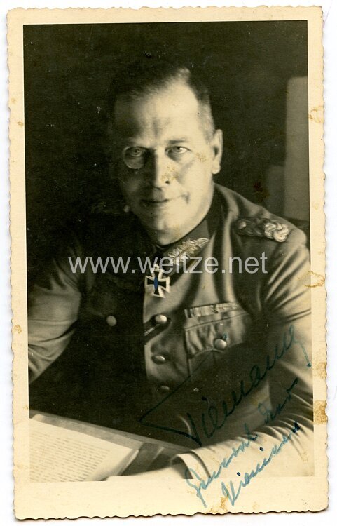 Wehrmacht - Originalunterschrift von Ritterkreuzträger General der Pioniere Otto Tiemann