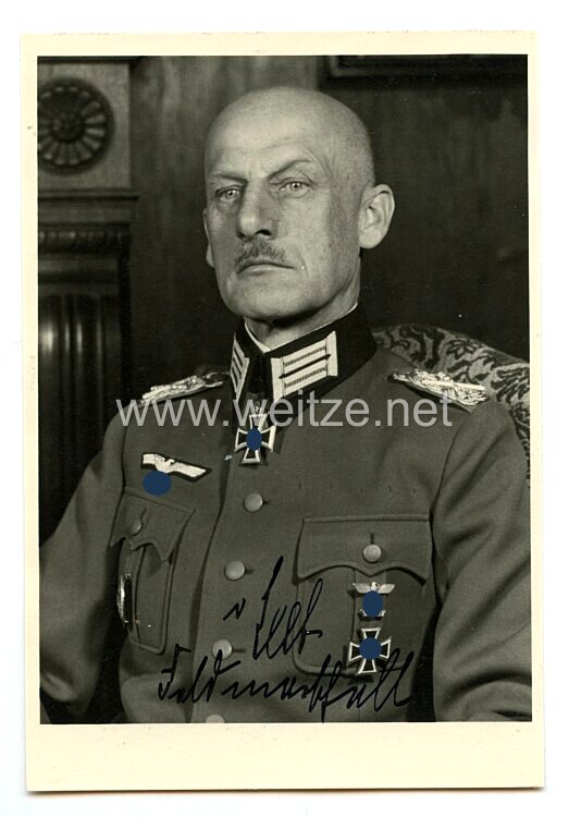 Wehrmacht Heer - Originalunterschrift von Ritterkreuzträger Generalfeldmarschall Wilhelm Ritter v. Leeb