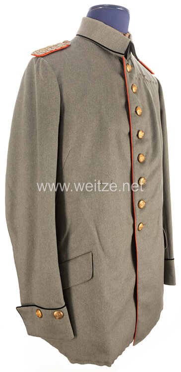 Preußen 1. Weltkrieg Waffenrock feldgrau Modell 1910 für einen Major im 1. Kurhessischen Feldartillerie-Regiment Nr. 11