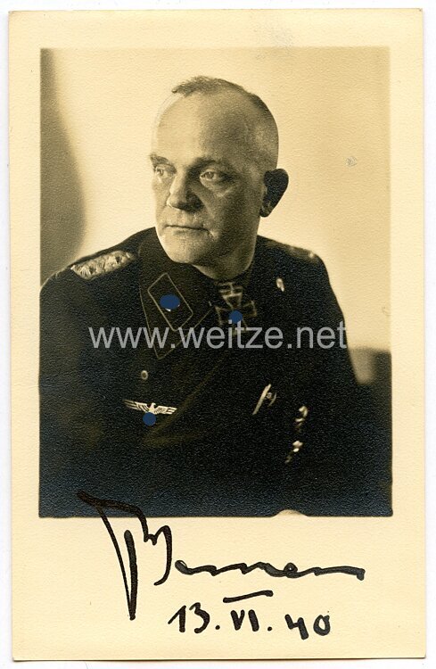 Heer - Originalunterschrift von Ritterkreuzträger Oberst Paul-Hermann Werner, Kommandeur Panzer-Rgt. Nr. 31