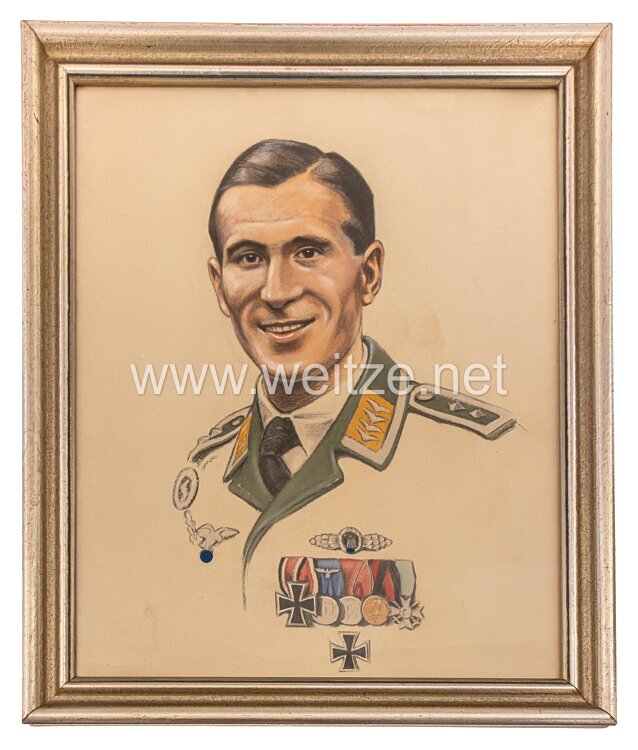 Luftwaffe großes Portraitgemälde eines Oberfeldwebel der Aufklärer