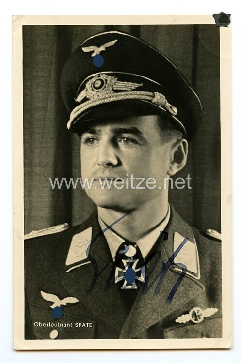 Luftwaffe - Originalunterschrift von Ritterkreuzträger Oberleutnant Wolfgang Späte