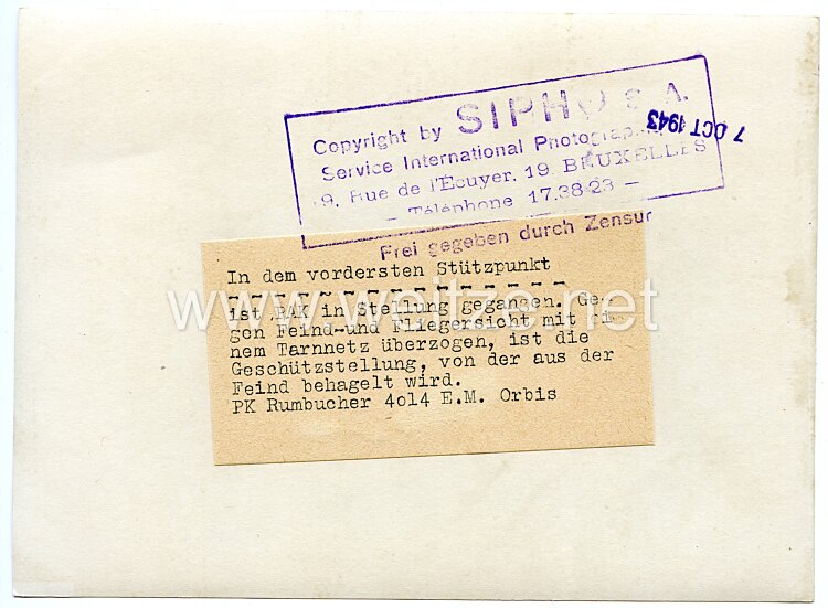 Wehrmacht Pressefoto: In dem vordersten Stützpunkt 7.10.1943 Bild 2