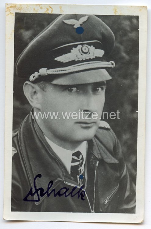 Luftwaffe - Originalunterschrift von Ritterkreuzträger Oberst Johann Schalk