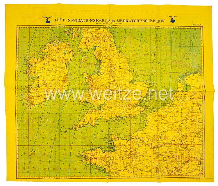 Luftwaffe Navigationskarte in Merkatorprojektion ( Britische Inseln )