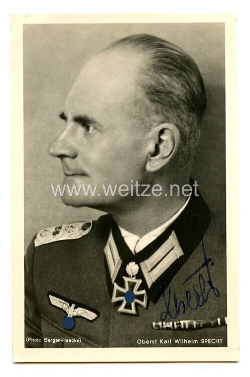 Wehrmacht Heer - Originalunterschrift von Ritterkreuzträger Oberst Karl Wilhelm Specht